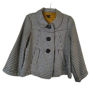 Maurices Medium Houndstooth Wool Blend Blazer Jacket Professional Workwear Retro